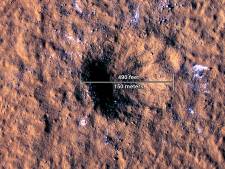 Fikse krater en beving op planeet Mars door inslag ruimterots