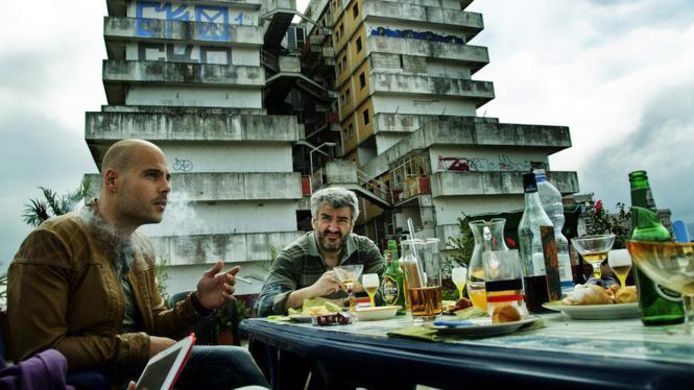 Beelden van opnames van de Napolitaanse televisieserie Gomorra.