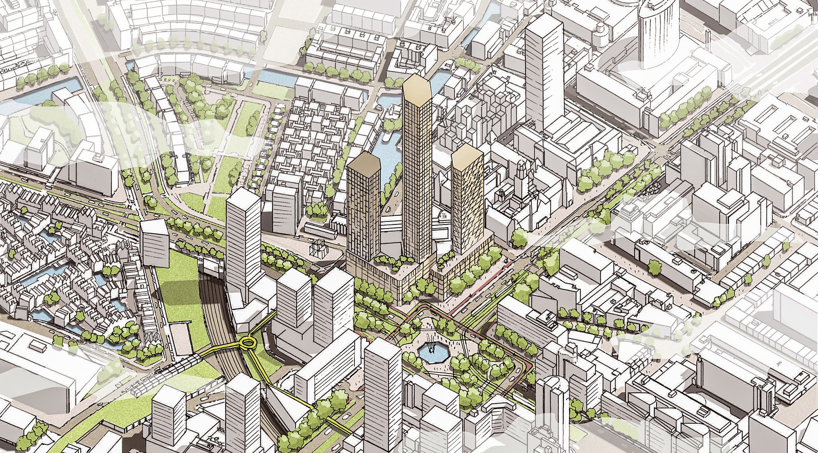 Impressie van het nieuwe megaproject aan het Hofplein.