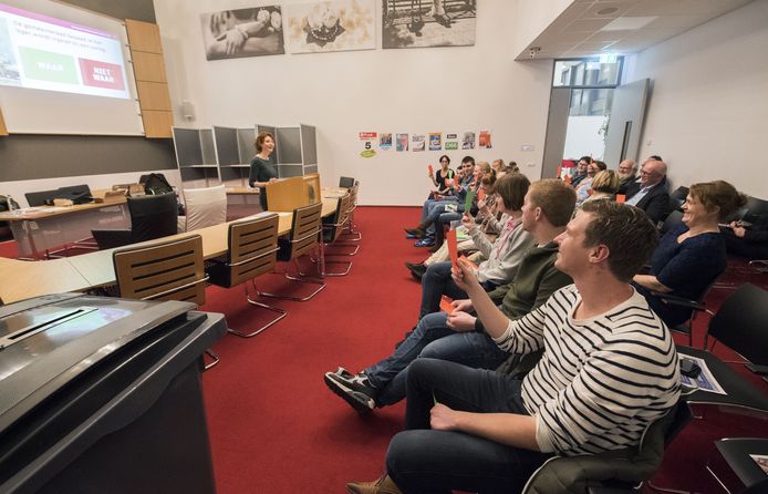Met groene en rode kaarten konden mensen met een verstandelijke beperking aangeven of ze het ergens mee eens of oneens zijn.