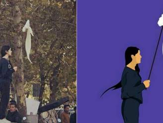 Vrouw die moedig hoofddoek aflegt uitgegroeid tot symbool van verzet in Iran