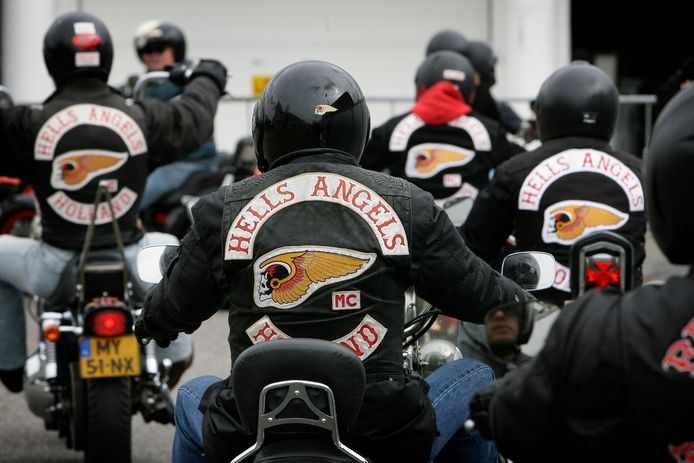 Een groep motorrijders van motorbende Hells Angels.