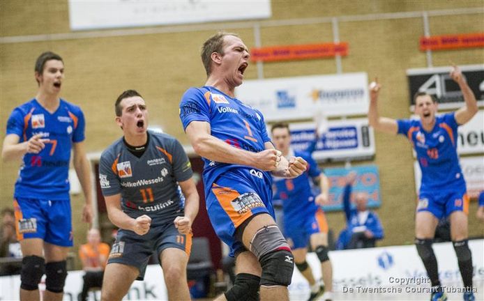 Frank van den Noort in de hoogtijdagen van het mannenvolleybal in Rijssen, als speler van het eerste team.