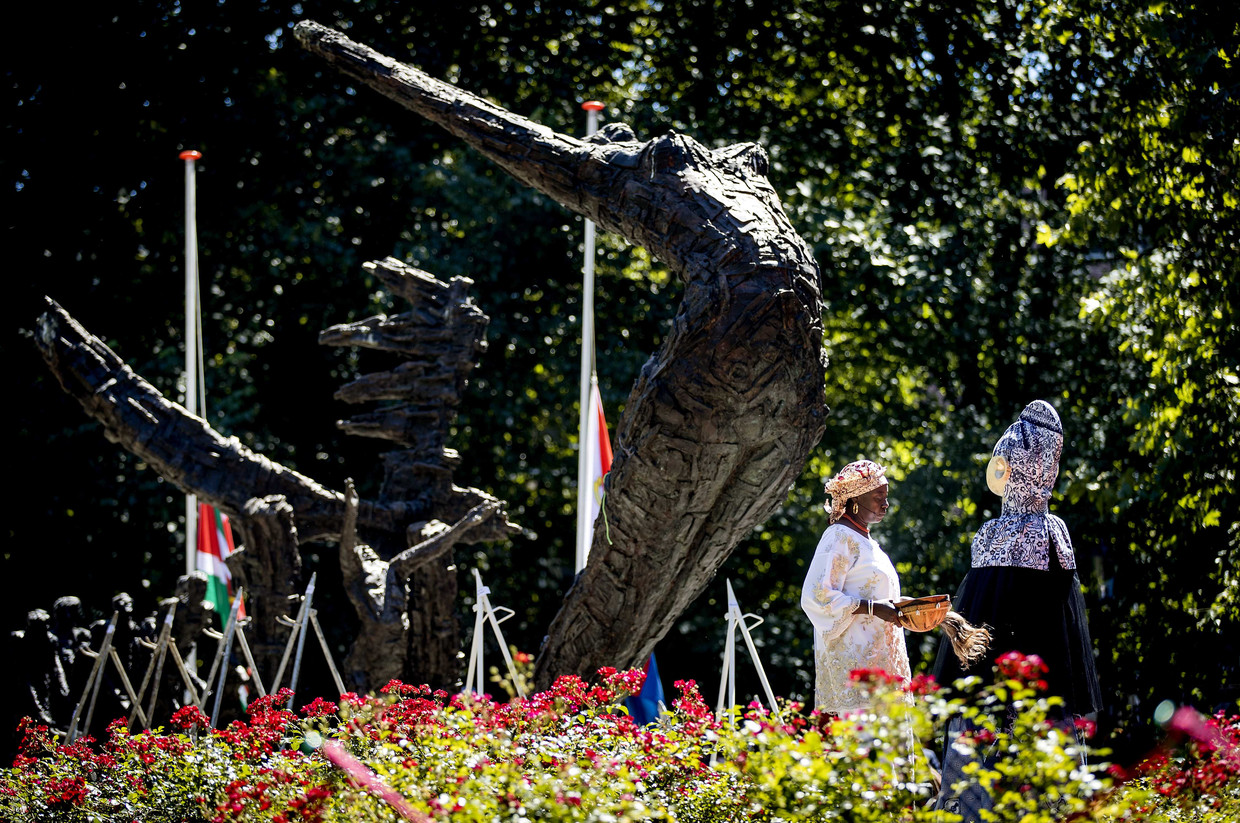 Het Nationaal Monument Slavernijverleden in het Amsterdamse Oosterpark. Beeld ANP