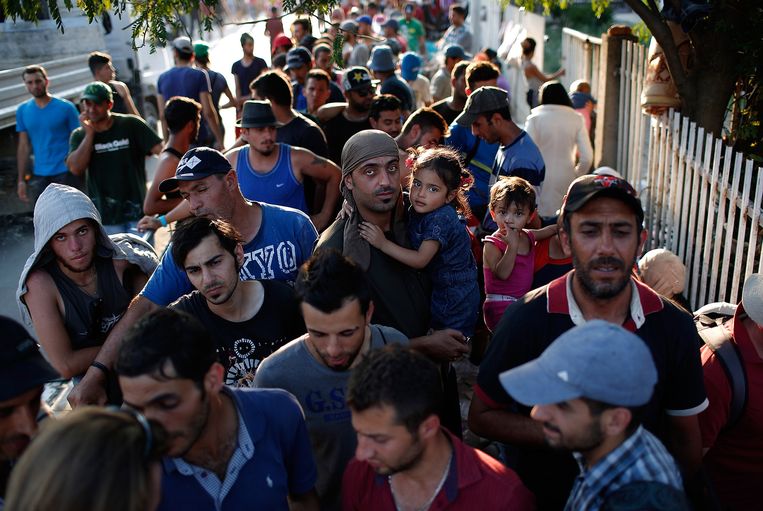 Syrische migranten in Servië. Beeld getty