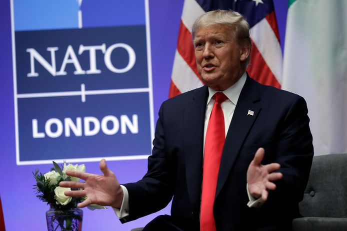 Donald Trump tijdens de NAVO-top in december vorig jaar.