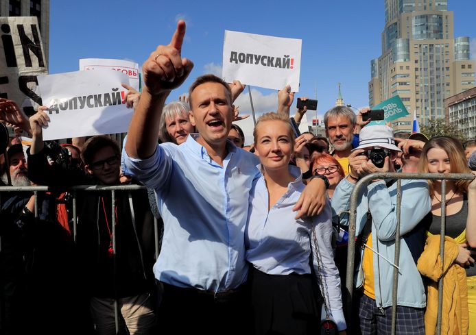 Alexe Navalny met zijn vrouw Yulia.