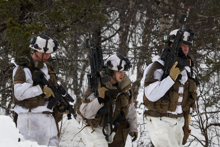 Noorse militairen tijdens een recente Navo-oefening in de poolcirkel. Beeld Reuters