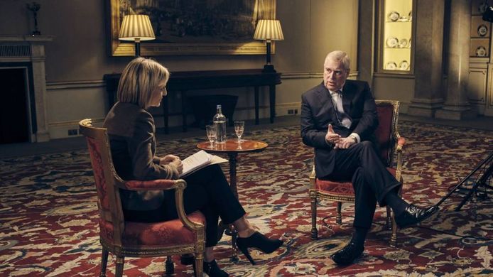 Prins Andrew tijdens het BBC-interview destijds