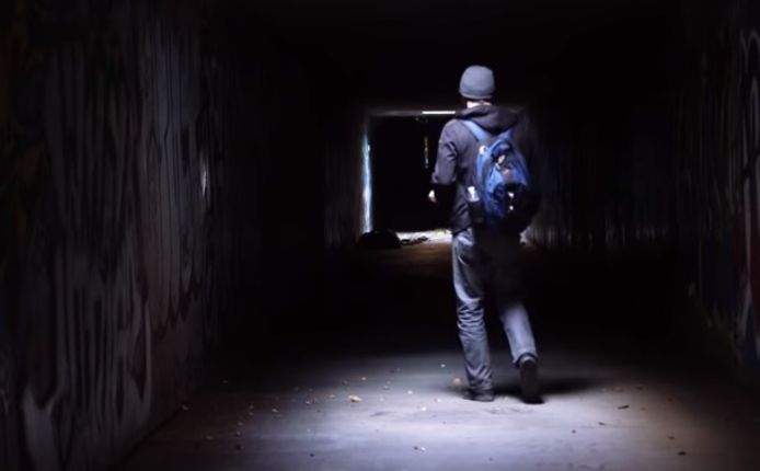 Een blik op een van de tunnels, acht meter onder de casino’s en de luxehotels op de Strip.
