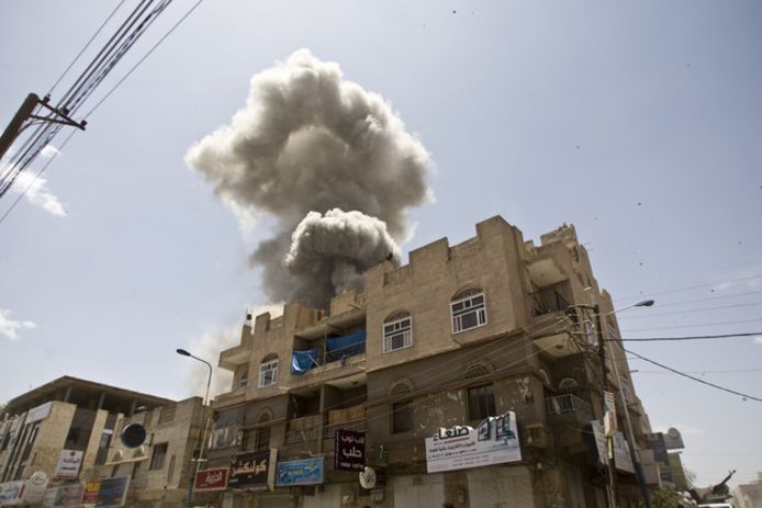 Een Saudische luchtaanval in Jemen.