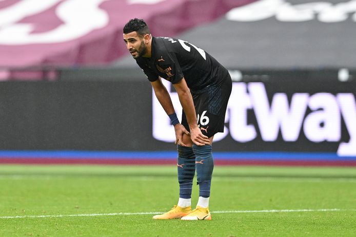 Teleurstelling bij Riyad Mahrez na opnieuw puntenverlies voor Manchester City.
