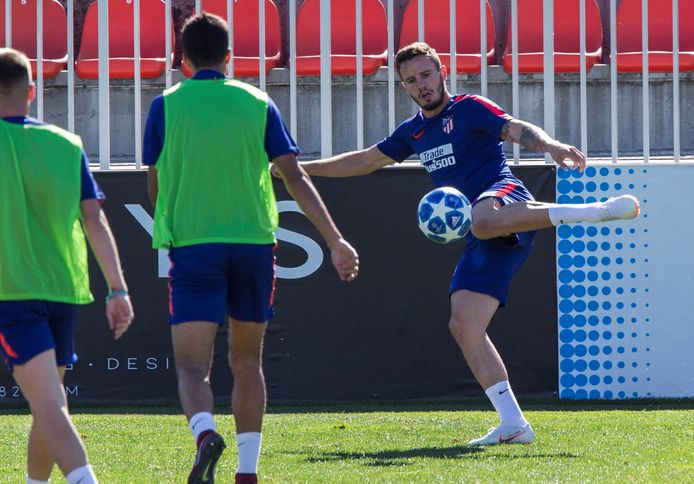 Saul vandaag op de training van Atlético in de voorbereiding op het duel met Club Brugge woensdag in de Champions League.