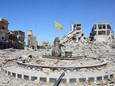 Het vernietigde centrum van Raqqa, Syrië. De stad functioneerde lang als hoofdstad van het kalifaat.