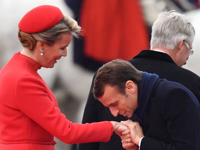 IN BEELD. Filip en Mathilde verwelkomen Franse president Macron