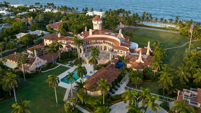 Luchtfoto van Mar-a-Lago in Palm Beach, Florida.