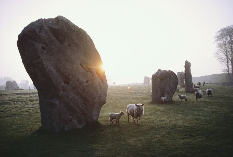 Anders dan bij Stonehenge kunnen de stenen in Avebury nog worden betast en bevoeld. Beeld Getty