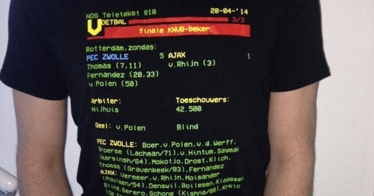 Tolk binden gen T-shirt met teletekstpagina 810 musthave voor PEC-fan | Nederlands voetbal  | AD.nl