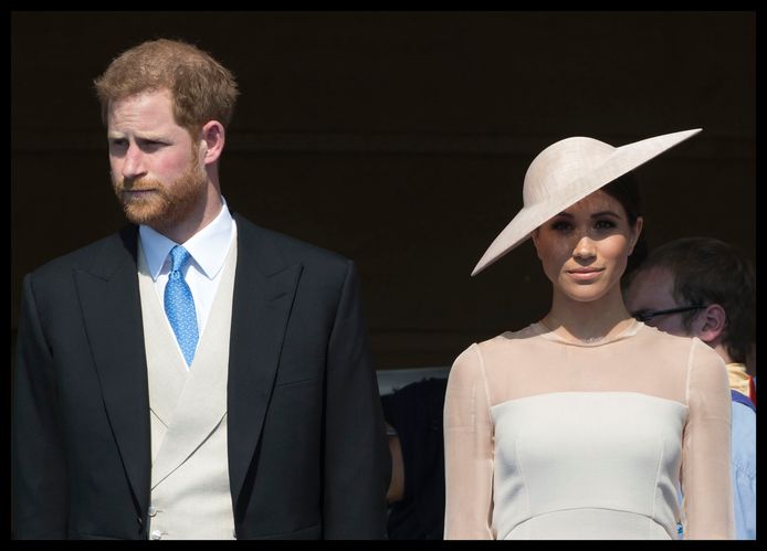 Harry en Meghan bij het tuinfeest ter gelegenheid van prins Charles 70ste verjaardag in november.