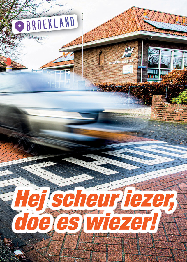 Nieuwe campagne in Broekland tegen te hard rijden.