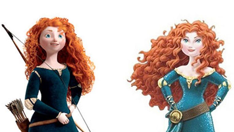 Prinses Merida vóór en ná haar 'makeover' Beeld Pixar / Disney
