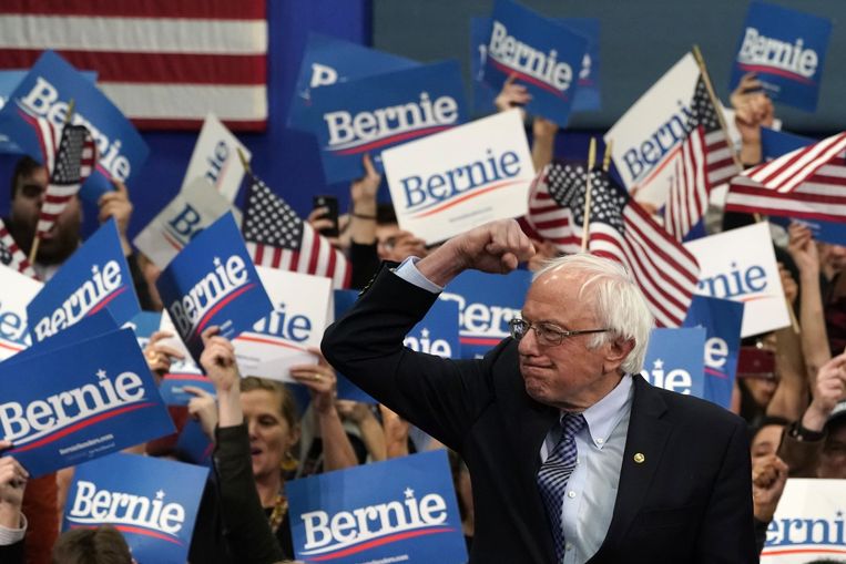 Bernie Sanders dinsdag in New Hampshire. Beeld AFP