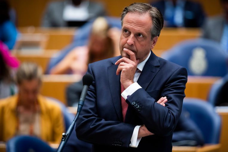 Alexander Pechtold (D66) tijdens de algemene politieke beschouwingen. Beeld Freek van den Bergh