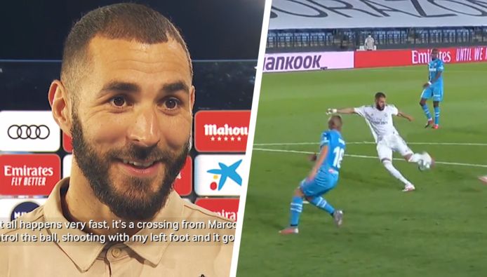Benzema scoorde in het slot van de match tegen Valencia een geweldige goal.
