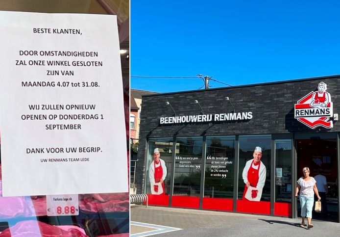 Onder meer slagerij Renmans in Lede sluit omwille van het tekort aan slagers tijdelijk de deuren.