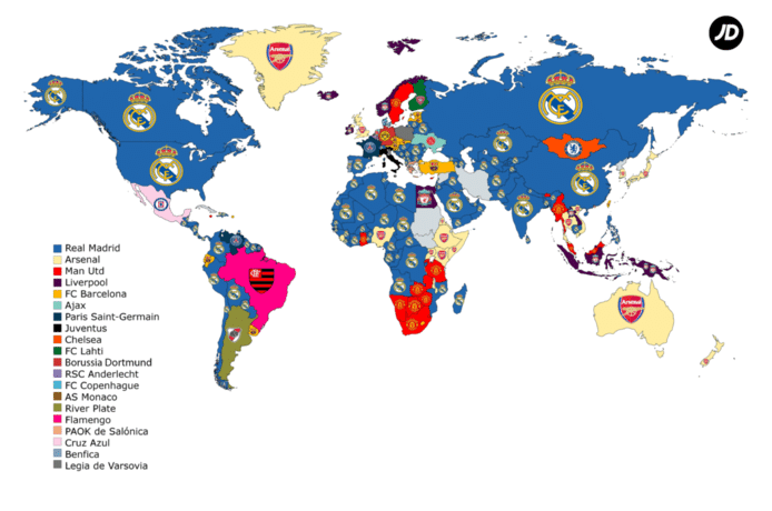 De populairste landen op het web over de hele wereld.