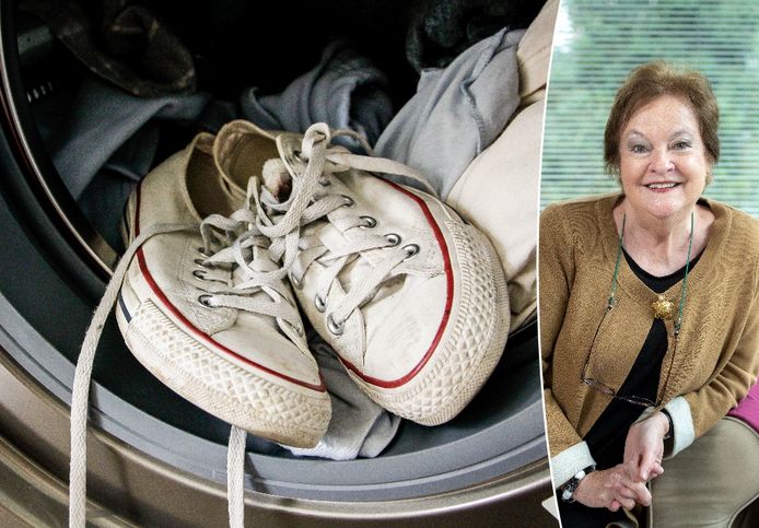 Tante Kaat legt uit hoe je je witte sneakers weer helemaal schoon krijgt.