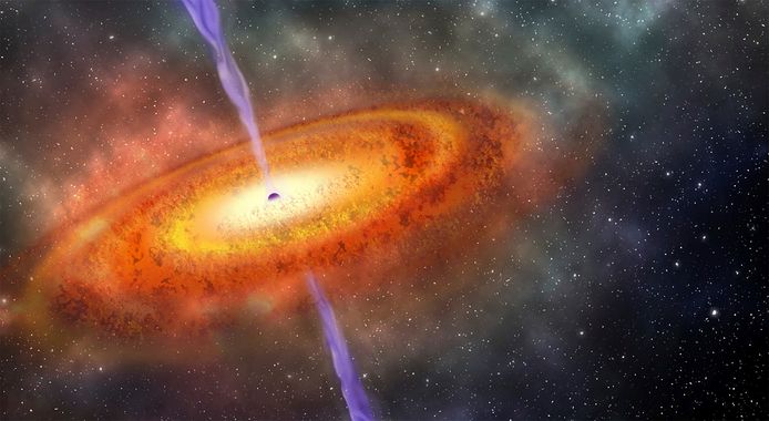 Een illustratiebeeld van het gigantische zwarte gat