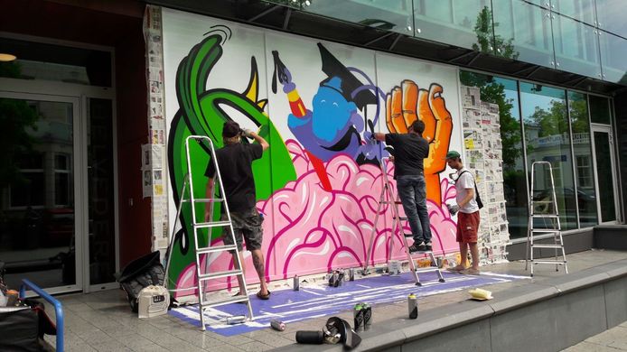 Street Art op de bibliotheek
