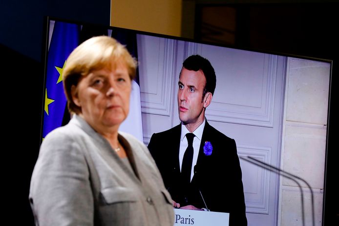 De Duitse bondskanselier Angela Merkel en Franse president Emmanuel Macron