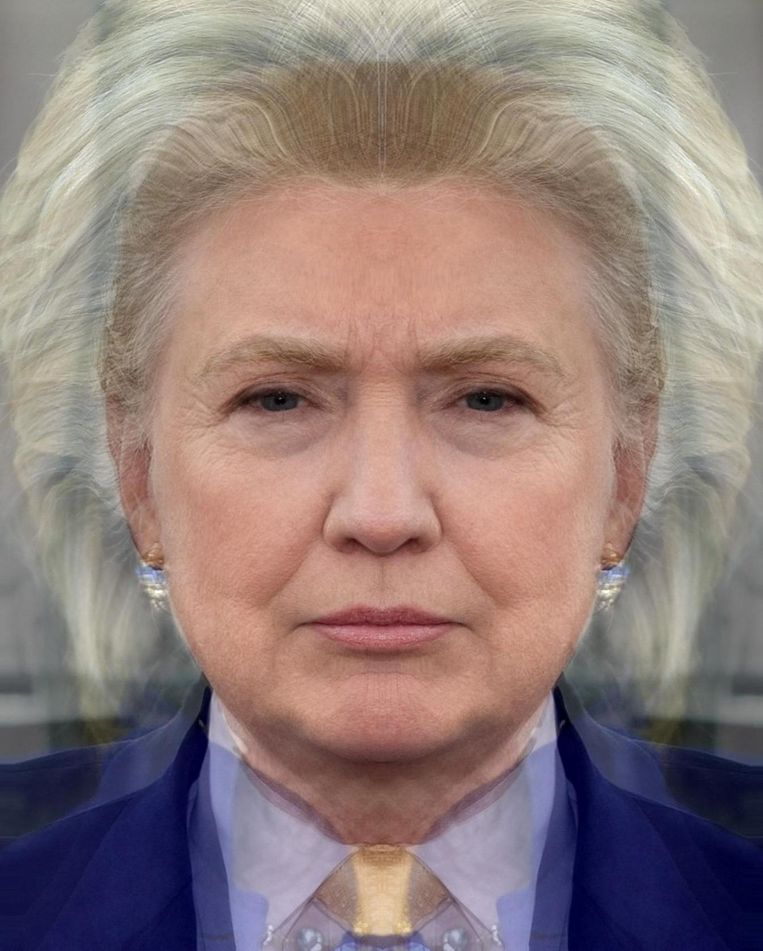 Hillary Clinton meets Donald Trump. Is dit het gezicht van de ideale kandidaat? Beeld Allen Grabo/VU University