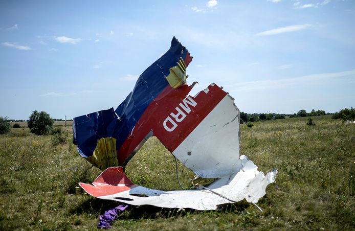 Een wrakstuk van Malaysia Airlines Flight MH17 (juli 2014).