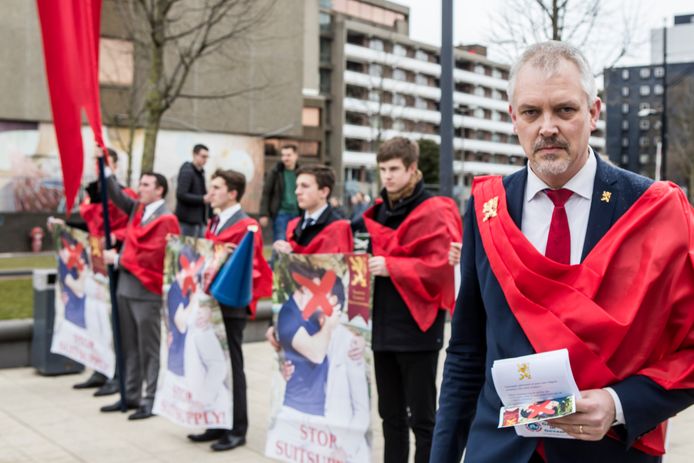 Hugo Bos, de manager van Civitas Christina, tijdens een demonstratie afgelopen jaar.