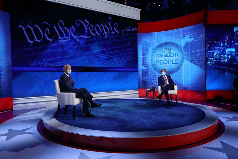 Biden tijdens het vraaggesprek op ABC News. Beeld AFP