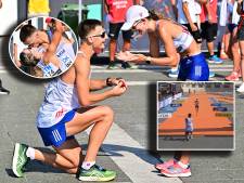 Ontroerende beelden: atleet wacht partner na WK snelwandelen op finish op met ring