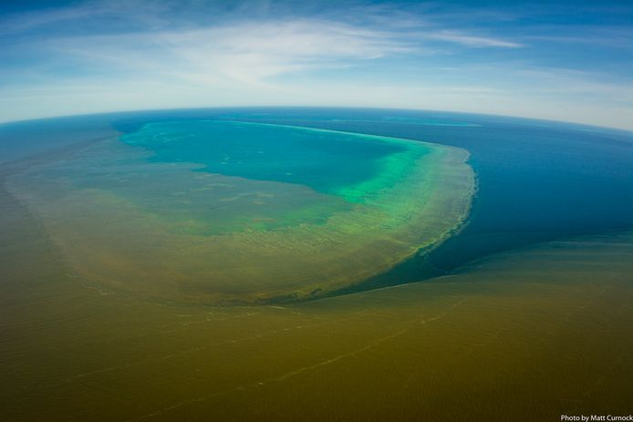 Vervuild water vloeit in het Great Barrier Reef in Australië.