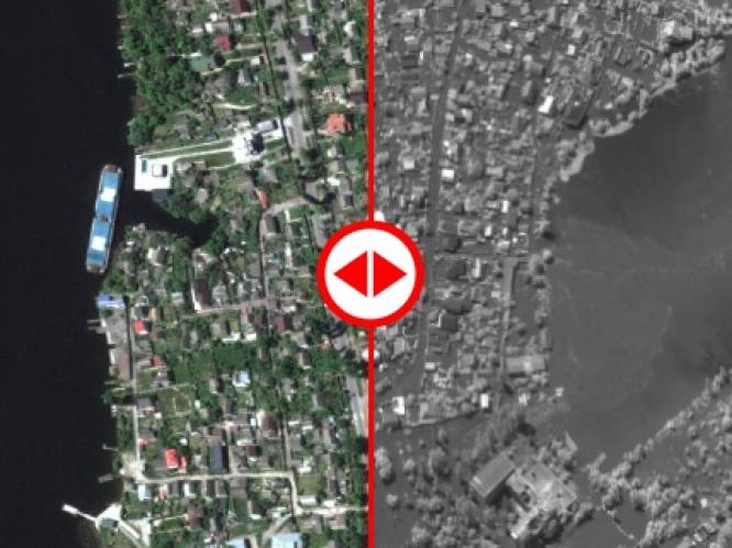 Satellietbeelden tonen enorme verwoesting na instorten Kachovkadam in Oekraïne