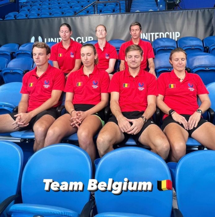 De Belgische ploeg met bovenaan Kempen, Van Uytvanck en Coppejans, onderaan herkent u Geerts, Mertens, Goffin en Flipkens.
