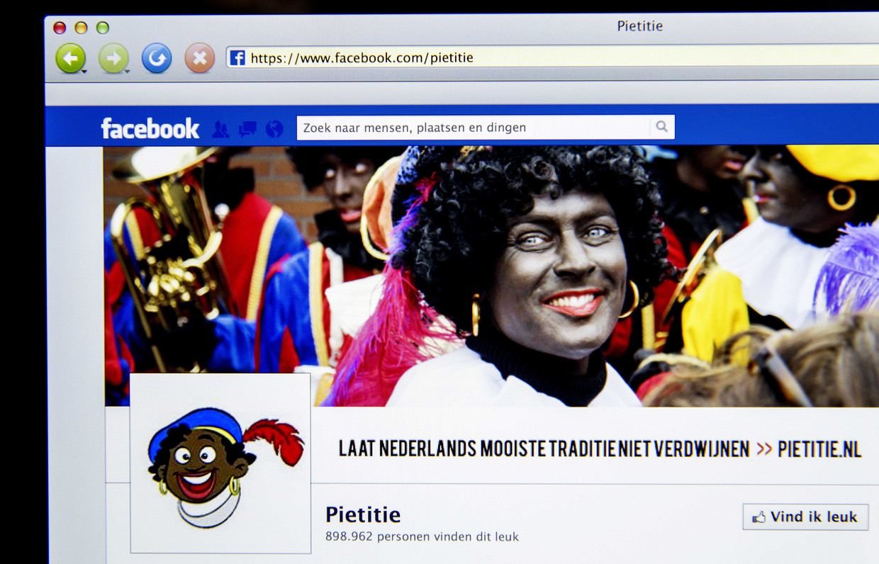 De pro-Sinterklaasfeest Facebookpagina van Pietitie. Beeld ANP