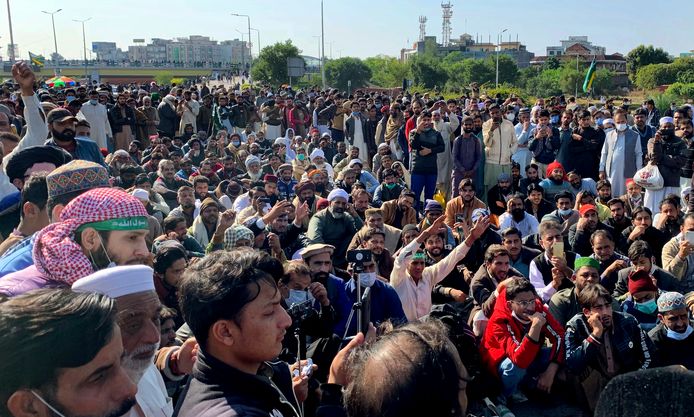 Aanhangers van TLP tijdens het protest in Islamabad.