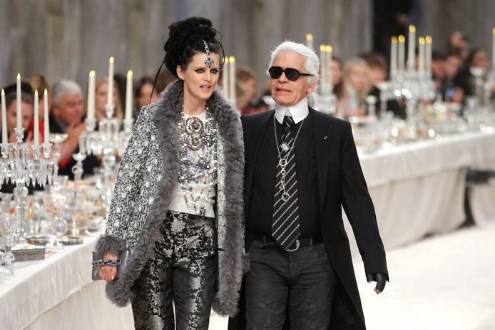 Stella Tennant en Karl Lagerfeld.