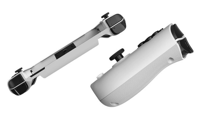 The grips are somewhat larger and more comfortable than the clicky Joy-Cons.