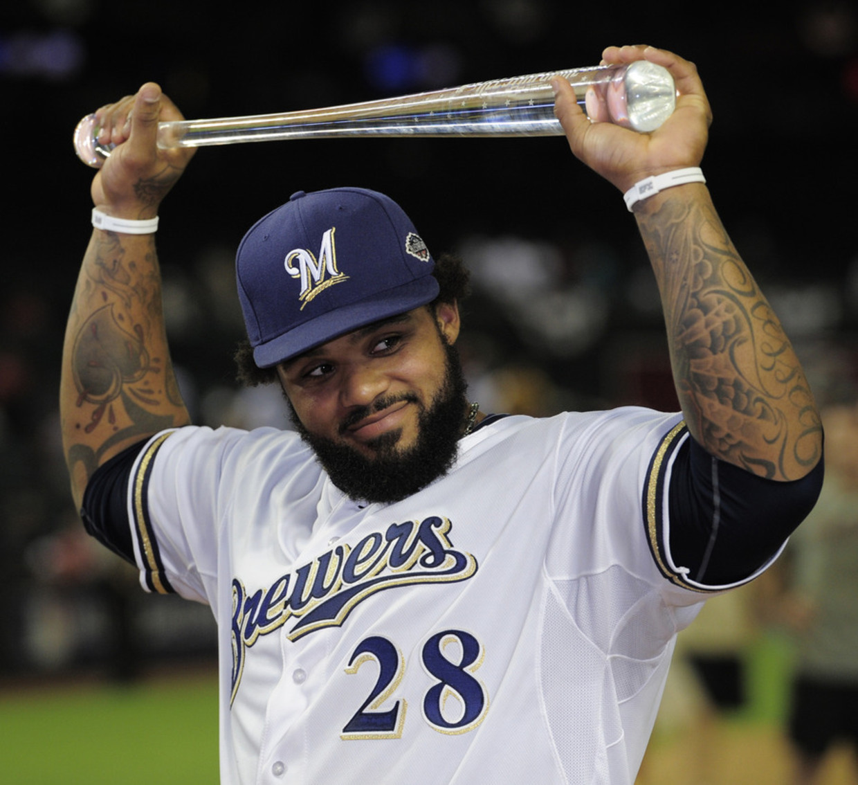 Fielder in het shirt van zijn oude club. Beeld ap