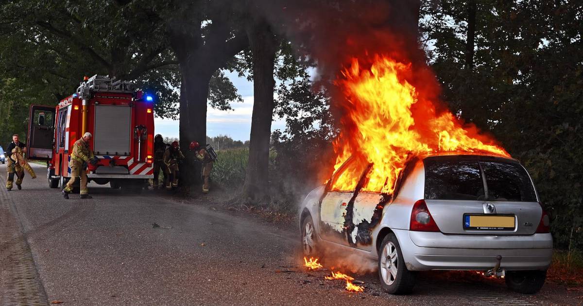 Vlammenzee in Duizel nadat brandstoftank van auto lek raakt