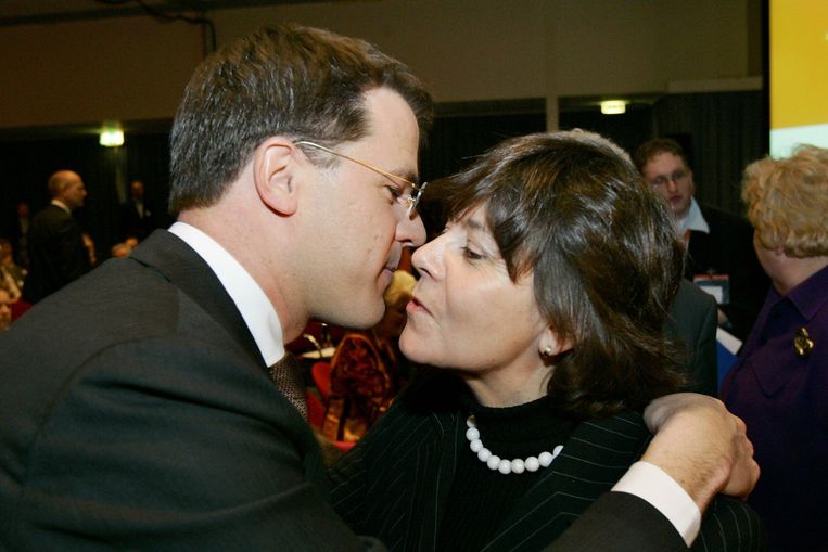 Rita Verdonk en Mark Rutte in 2007, toen de spanningen in de VVD al opliepen.  Beeld anp