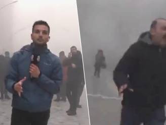 Beelden tonen hoe Turkse reporter vlucht van instortend gebouw tijdens liveverslag: “Dat is waar we net stonden!”